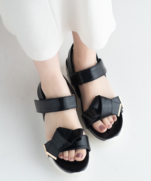 JELLY BEANS（ジェリービーンズ）の「【厚底】【スポサン】ダブルベルト2WAYリボンスポーツサンダル(215-53159)JELLY BEANS(ジェリービーンズ)（サンダル・レディース・ブラック/アイボリー/マルチ・S/M/L）」の20枚目の写真