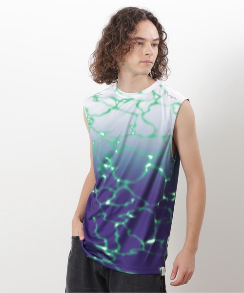 MANASTASH(マナスタッシュ)の「MANASTASH/マナスタッシュ/LITHIUM TIE DYE SLEEVELESS TOP(Tシャツ/カットソー・メンズ・ブラック/パープル/グリーン・S/M/L/XL)」の3枚目の写真