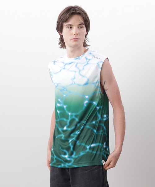 MANASTASH(マナスタッシュ)の「MANASTASH/マナスタッシュ/LITHIUM TIE DYE SLEEVELESS TOP(Tシャツ/カットソー・メンズ・ブラック/パープル/グリーン・S/M/L/XL)」の1枚目の写真