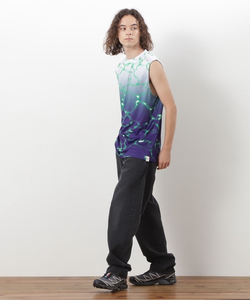 MANASTASH(マナスタッシュ)の「MANASTASH/マナスタッシュ/LITHIUM TIE DYE SLEEVELESS TOP(Tシャツ/カットソー・メンズ・ブラック/パープル/グリーン・S/M/L/XL)」の13枚目の写真