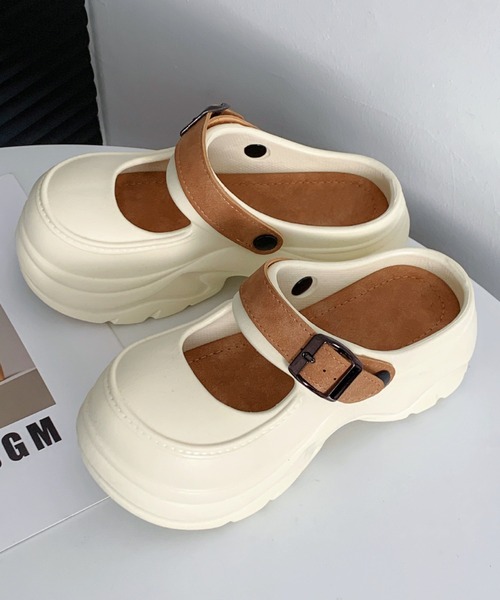 Teem Store（チームストア）の「ボリュームソールストラップ 厚底EVAサンダル（サンダル・レディース・ホワイト/ブラック/ベージュ/ホワイト系・S/M/L）」の8枚目の写真