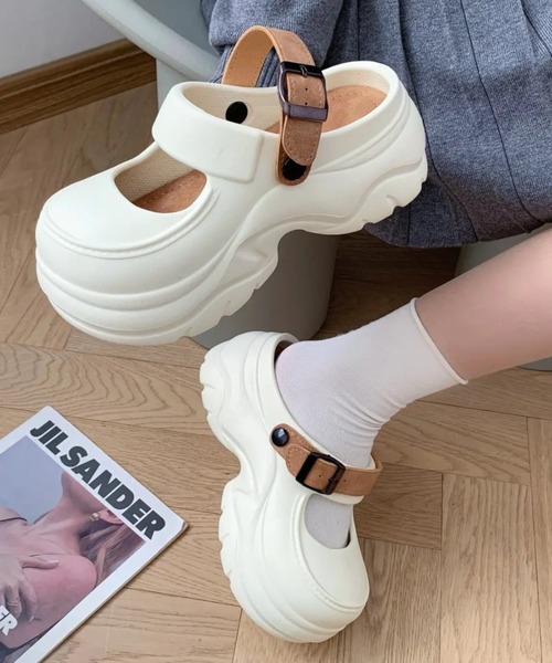 Teem Store（チームストア）の「ボリュームソールストラップ 厚底EVAサンダル（サンダル・レディース・ホワイト/ブラック/ベージュ/ホワイト系・S/M/L）」の10枚目の写真