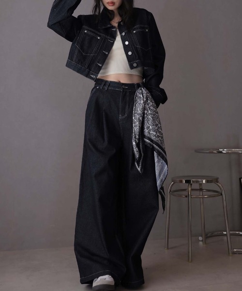 Ulysses（ユリシス）の「【セットアップ】デニムジャケット&デニムパンツ スカーフ付き（デニムパンツ・レディース・ネイビー/ライトブルー/ブラウン・M/S）」の22枚目の写真