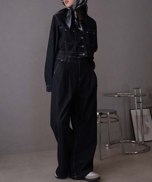 Ulysses（ユリシス）の「【セットアップ】デニムジャケット&デニムパンツ スカーフ付き（デニムパンツ・レディース・ネイビー/ライトブルー/ブラウン・M/S）」の5枚目の写真