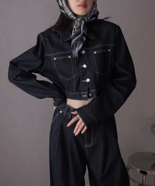 Ulysses（ユリシス）の「【セットアップ】デニムジャケット&デニムパンツ スカーフ付き（デニムパンツ・レディース・ネイビー/ライトブルー/ブラウン・M/S）」の7枚目の写真