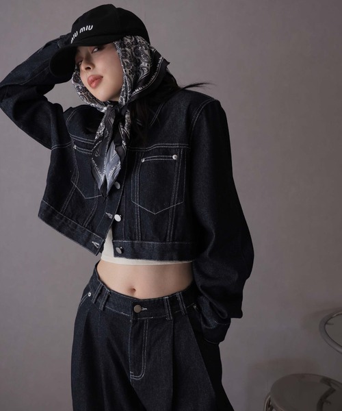 Ulysses（ユリシス）の「【セットアップ】デニムジャケット&デニムパンツ スカーフ付き（デニムパンツ・レディース・ネイビー/ライトブルー/ブラウン・M/S）」の8枚目の写真