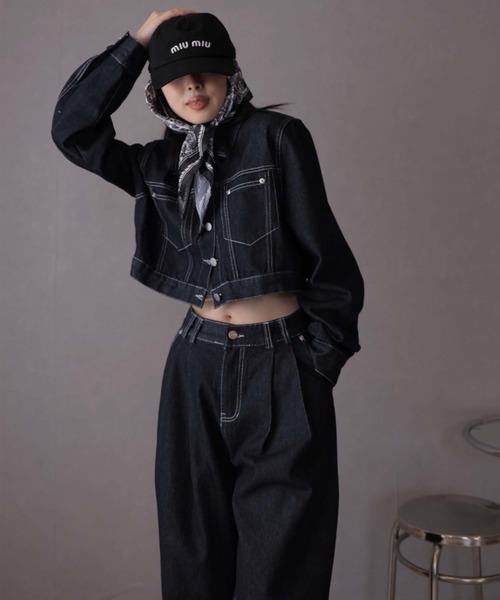 Ulysses（ユリシス）の「【セットアップ】デニムジャケット&デニムパンツ スカーフ付き（デニムパンツ・レディース・ネイビー/ライトブルー/ブラウン・M/S）」の9枚目の写真