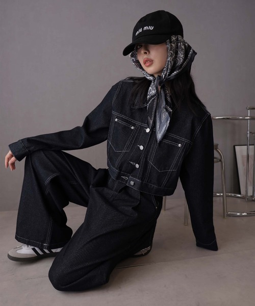 Ulysses（ユリシス）の「【セットアップ】デニムジャケット&デニムパンツ スカーフ付き（デニムパンツ・レディース・ネイビー/ライトブルー/ブラウン・M/S）」の11枚目の写真