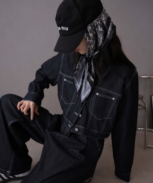 Ulysses（ユリシス）の「【セットアップ】デニムジャケット&デニムパンツ スカーフ付き（デニムパンツ・レディース・ネイビー/ライトブルー/ブラウン・M/S）」の13枚目の写真