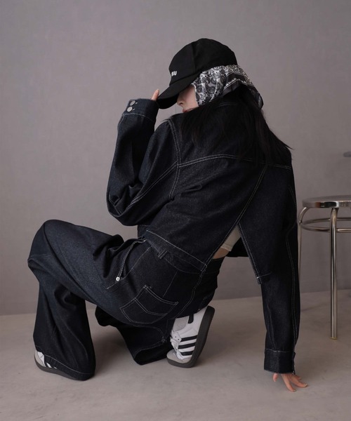 Ulysses（ユリシス）の「【セットアップ】デニムジャケット&デニムパンツ スカーフ付き（デニムパンツ・レディース・ネイビー/ライトブルー/ブラウン・M/S）」の14枚目の写真