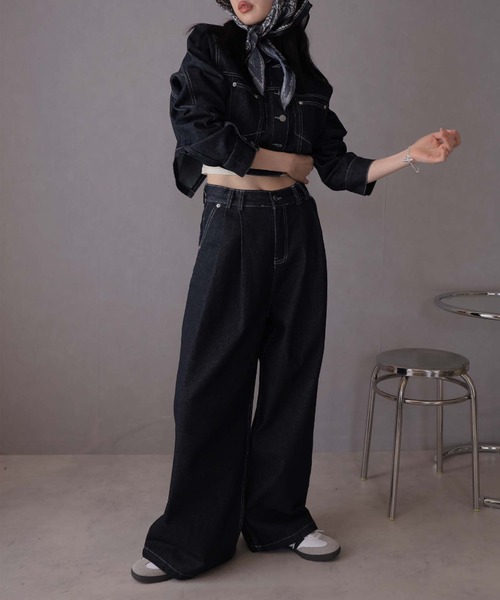 Ulysses（ユリシス）の「【セットアップ】デニムジャケット&デニムパンツ スカーフ付き（デニムパンツ・レディース・ネイビー/ライトブルー/ブラウン・M/S）」の15枚目の写真