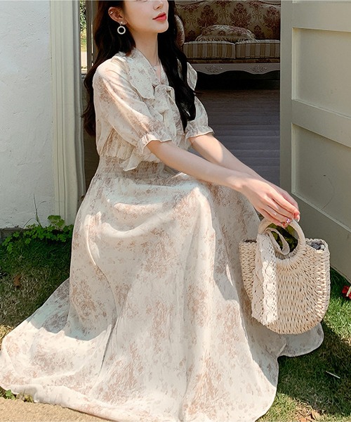 【新品未使用】Laube blanc プリーツカラーシフォンワンピース Pleats collar Chiffon Dress – L'AUBE BLANC