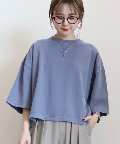 セール】ピグメント加工ミニ裏毛半袖プルオーバー（Tシャツ