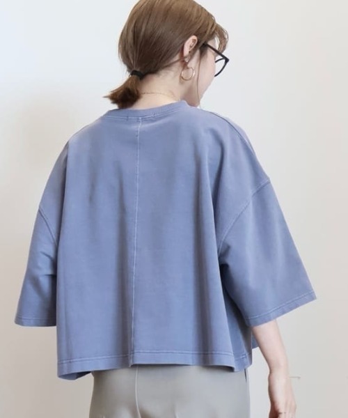 AMERICAN HOLIC（アメリカンホリック）の「ピグメント加工ミニ裏毛5分袖プルオーバー（Tシャツ/カットソー・レディース・ネイビー/チャコールグレー/アイボリー/ピンク・L/M）」の20枚目の写真