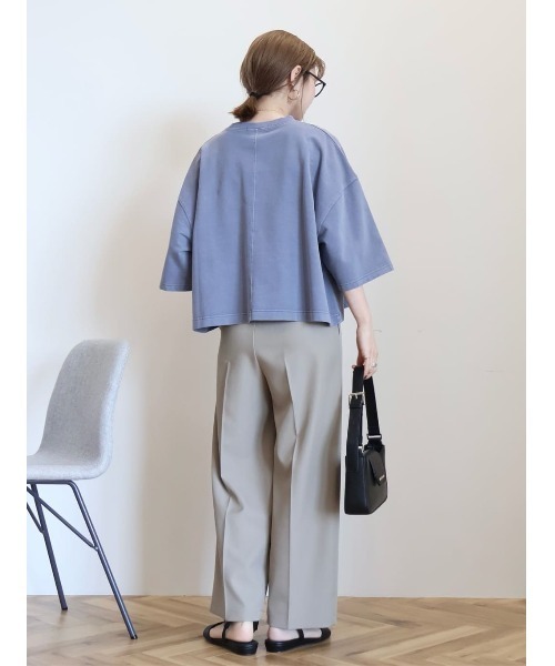 AMERICAN HOLIC（アメリカンホリック）の「ピグメント加工ミニ裏毛5分袖プルオーバー（Tシャツ/カットソー・レディース・ネイビー/チャコールグレー/アイボリー/ピンク・L/M）」の22枚目の写真