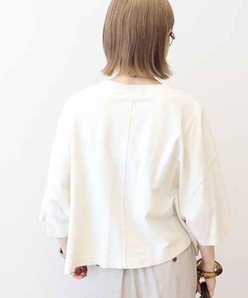 AMERICAN HOLIC（アメリカンホリック）の「ピグメント加工ミニ裏毛5分袖プルオーバー（Tシャツ/カットソー・レディース・ネイビー/チャコールグレー/アイボリー/ピンク・L/M）」の18枚目の写真