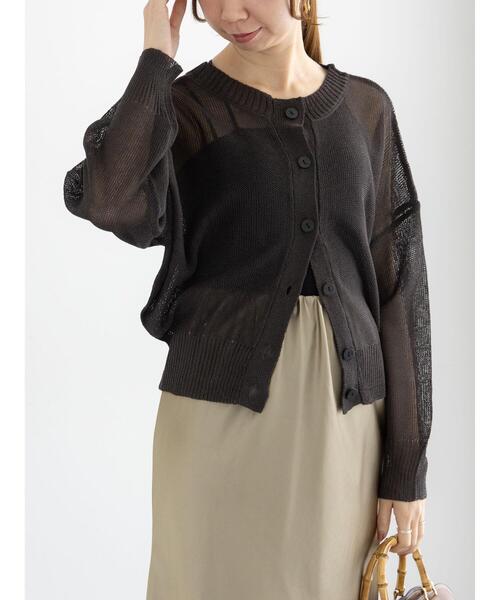 Te chichi（テチチ）の「ペーパータッチヤーン2WAYメッシュニット（カーディガン/ボレロ・レディース・ピンク/オフホワイト/チャコールグレー・F）」の20枚目の写真