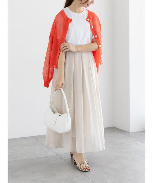 Te chichi（テチチ）の「ペーパータッチヤーン2WAYメッシュニット（カーディガン/ボレロ・レディース・ピンク/オフホワイト/チャコールグレー・F）」の22枚目の写真