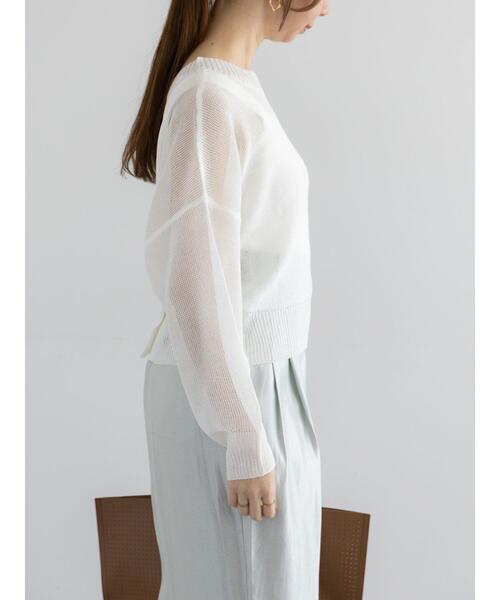 Te chichi（テチチ）の「ペーパータッチヤーン2WAYメッシュニット（カーディガン/ボレロ・レディース・ピンク/オフホワイト/チャコールグレー・F）」の16枚目の写真