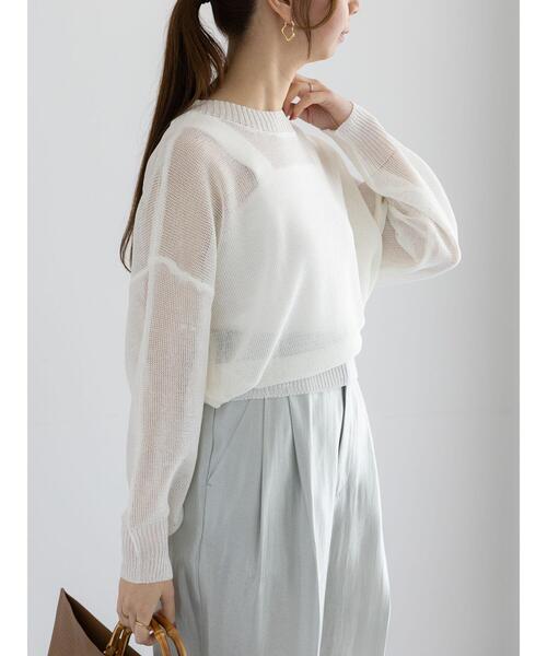 Te chichi（テチチ）の「ペーパータッチヤーン2WAYメッシュニット（カーディガン/ボレロ・レディース・ピンク/オフホワイト/チャコールグレー・F）」の17枚目の写真