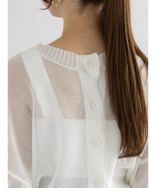 Te chichi（テチチ）の「ペーパータッチヤーン2WAYメッシュニット（カーディガン/ボレロ・レディース・ピンク/オフホワイト/チャコールグレー・F）」の18枚目の写真