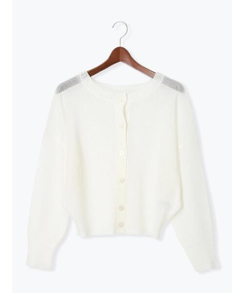 Te chichi（テチチ）の「ペーパータッチヤーン2WAYメッシュニット（カーディガン/ボレロ・レディース・ピンク/オフホワイト/チャコールグレー・F）」の8枚目の写真