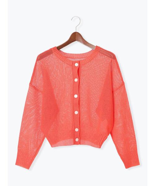 Te chichi（テチチ）の「ペーパータッチヤーン2WAYメッシュニット（カーディガン/ボレロ・レディース・ピンク/オフホワイト/チャコールグレー・F）」の10枚目の写真