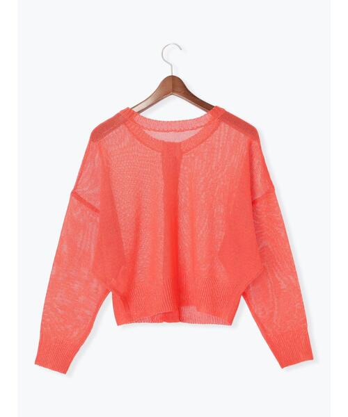 Te chichi（テチチ）の「ペーパータッチヤーン2WAYメッシュニット（カーディガン/ボレロ・レディース・ピンク/オフホワイト/チャコールグレー・F）」の11枚目の写真