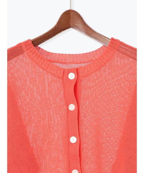 Te chichi（テチチ）の「ペーパータッチヤーン2WAYメッシュニット（カーディガン/ボレロ・レディース・ピンク/オフホワイト/チャコールグレー・F）」の12枚目の写真