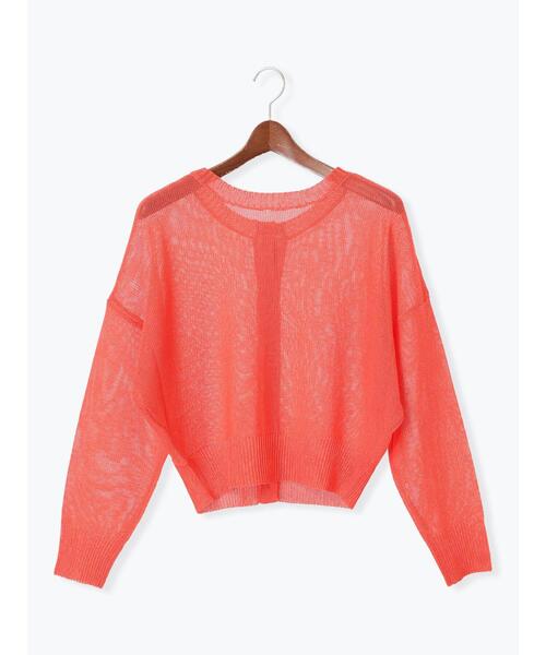 Te chichi（テチチ）の「ペーパータッチヤーン2WAYメッシュニット（カーディガン/ボレロ・レディース・ピンク/オフホワイト/チャコールグレー・F）」の7枚目の写真