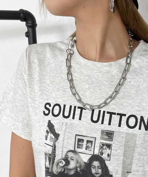 non-hedge(ノンヘッジ)の「転写プリントTシャツ(Tシャツ/カットソー・レディース・ブラック/グレー/オフホワイト/オートミール・FREE)」の9枚目の写真