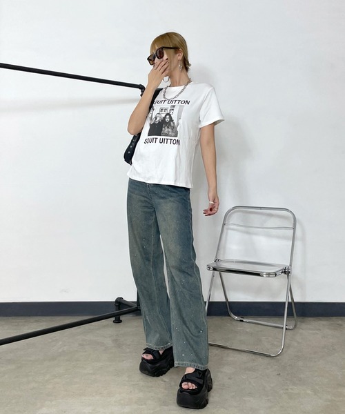 non-hedge(ノンヘッジ)の「転写プリントTシャツ(Tシャツ/カットソー・レディース・ブラック/グレー/オフホワイト/オートミール・FREE)」の15枚目の写真