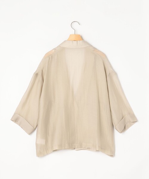 MICO COULIER（ミコクリエ）の「光沢エアリーテーラードジャケット七分袖（テーラードジャケット・レディース・キナリ/ベージュ/ブラック・38）」の20枚目の写真