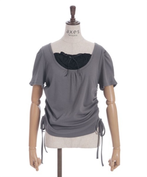 axes femme(アクシーズファム)の「ドロストレイヤード風トップス(Tシャツ/カットソー・レディース・ブラック/キナリ/チャコール・FREE)」の19枚目の写真