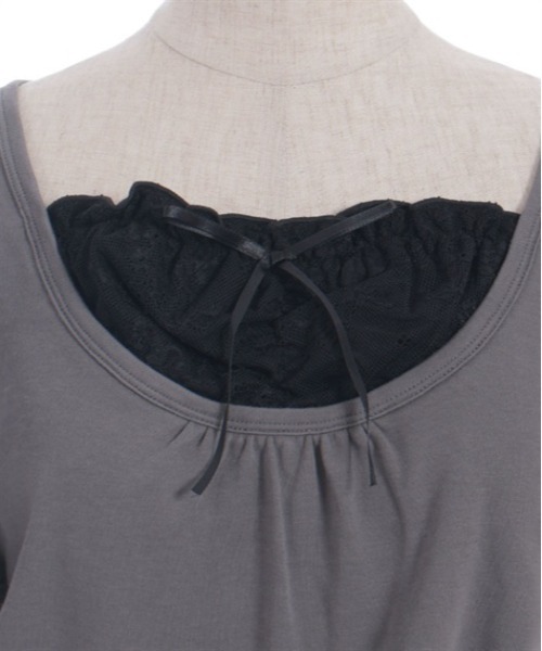 axes femme(アクシーズファム)の「ドロストレイヤード風トップス(Tシャツ/カットソー・レディース・ブラック/キナリ/チャコール・FREE)」の14枚目の写真