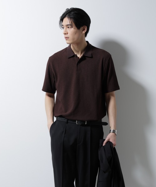 「Damerino」ヘリンボンポロシャツ／防シワ・吸水速乾・UVカット セール】｢Damerino｣ヘリンボンポロシャツ/防シワ・吸水速乾・UV