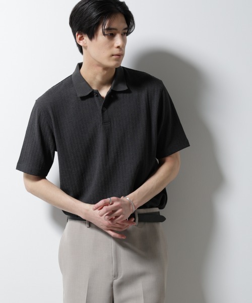 「Damerino」ヘリンボンポロシャツ／防シワ・吸水速乾・UVカット セール】｢Damerino｣ヘリンボンポロシャツ/防シワ・吸水速乾・UV