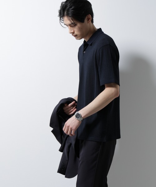 セール】｢Damerino｣ヘリンボンポロシャツ/防シワ・吸水速乾・UV