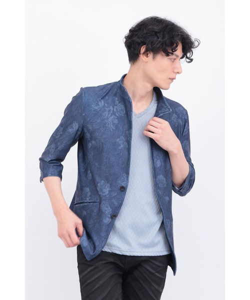 TORNADO MART（トルネードマート）の「HTﾌﾗﾜｰﾃﾞﾆﾑｶﾞﾗ7ﾌﾞｿﾃﾞｽﾀﾝﾄﾞJK（タンクトップ・メンズ・ネイビー/グレー系その他・LL/L/M）」の2枚目の写真