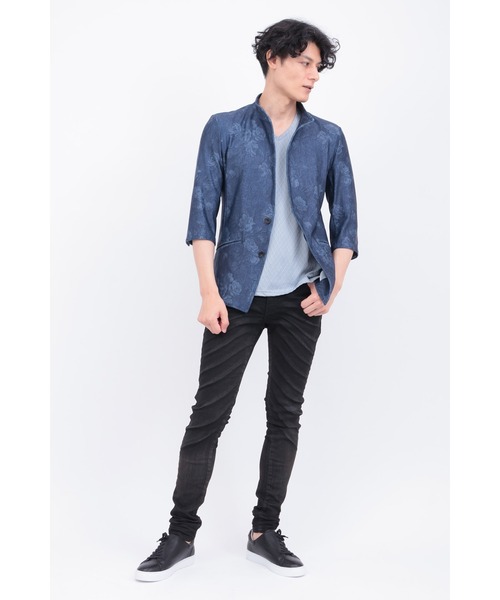 TORNADO MART（トルネードマート）の「HTﾌﾗﾜｰﾃﾞﾆﾑｶﾞﾗ7ﾌﾞｿﾃﾞｽﾀﾝﾄﾞJK（タンクトップ・メンズ・ネイビー/グレー系その他・LL/L/M）」の7枚目の写真