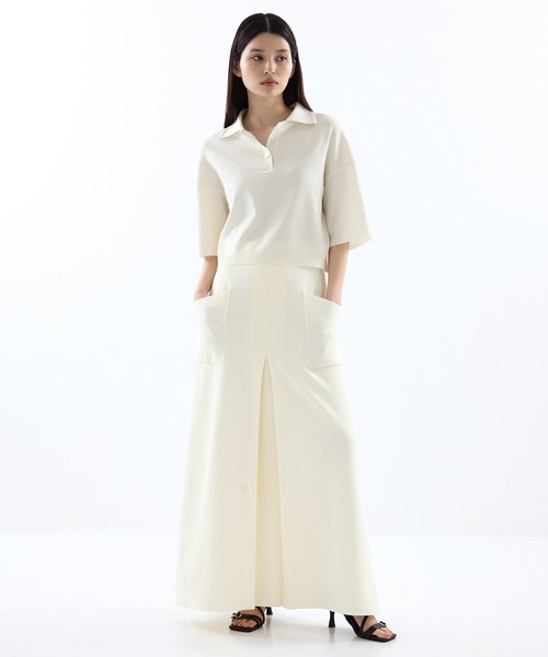 WRAPINKNOT（ラッピンノット）の「【WRAPINKNOT/ラッピンノット】《STUDIOUS別注》POLO KNIT TOPS/ニットトップス（ニット/セーター・レディース・ホワイト/ブラック・FREE）」の3枚目の写真