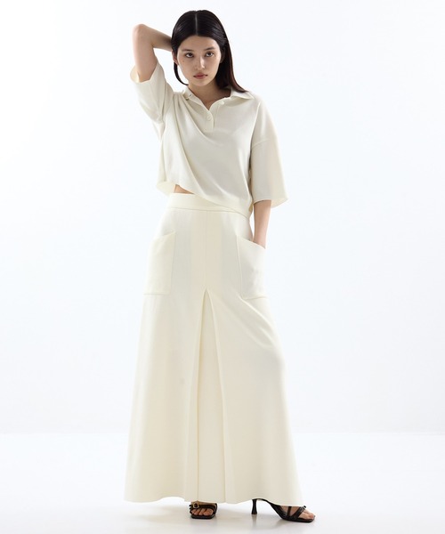 WRAPINKNOT（ラッピンノット）の「【WRAPINKNOT/ラッピンノット】《STUDIOUS別注》POLO KNIT TOPS/ニットトップス（ニット/セーター・レディース・ホワイト/ブラック・FREE）」の4枚目の写真