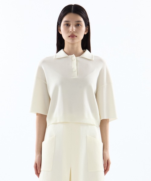 WRAPINKNOT（ラッピンノット）の「【WRAPINKNOT/ラッピンノット】《STUDIOUS別注》POLO KNIT TOPS/ニットトップス（ニット/セーター・レディース・ホワイト/ブラック・FREE）」の7枚目の写真