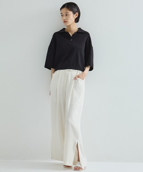 WRAPINKNOT（ラッピンノット）の「【WRAPINKNOT/ラッピンノット】《STUDIOUS別注》POLO KNIT TOPS/ニットトップス（ニット/セーター・レディース・ホワイト/ブラック・FREE）」の15枚目の写真