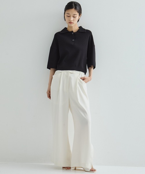 WRAPINKNOT（ラッピンノット）の「【WRAPINKNOT/ラッピンノット】《STUDIOUS別注》POLO KNIT TOPS/ニットトップス（ニット/セーター・レディース・ホワイト/ブラック・FREE）」の17枚目の写真