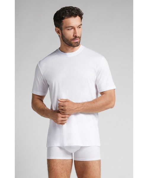 Intimissimi(インティミッシミ)の「マーセライズド Superlight Premium コットン Tシャツ(Tシャツ/カットソー・メンズ・ネイビー系1/ブラック/ホワイト/ダークグリーン/ベージュ・XL/S/M/L)」の7枚目の写真
