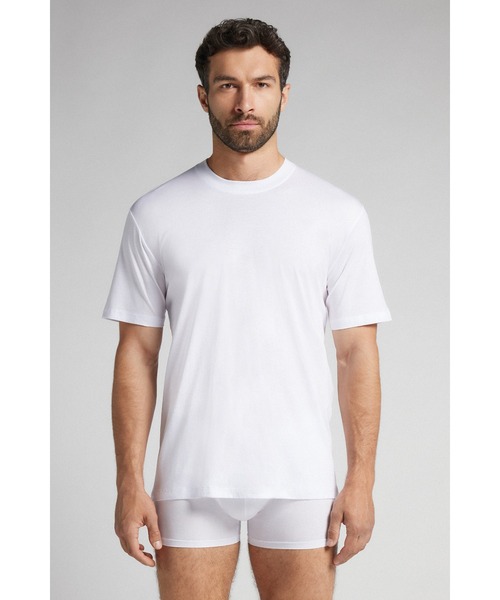 Intimissimi(インティミッシミ)の「マーセライズド Superlight Premium コットン Tシャツ(Tシャツ/カットソー・メンズ・ネイビー系1/ブラック/ホワイト/ダークグリーン/ベージュ・XL/S/M/L)」の8枚目の写真