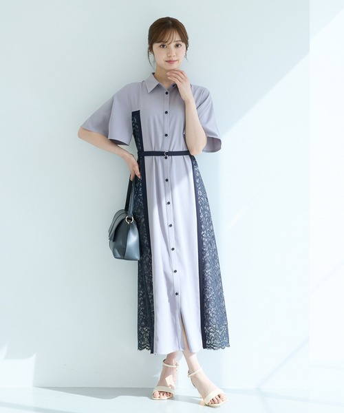 Andemiu（アンデミュウ）の「サイドレースキリカエワンピース半袖499169（ワンピース・レディース・ホワイト/ブルー/ネイビー/ネイビー×ホワイト/ネイビー系9・FREE）」の21枚目の写真