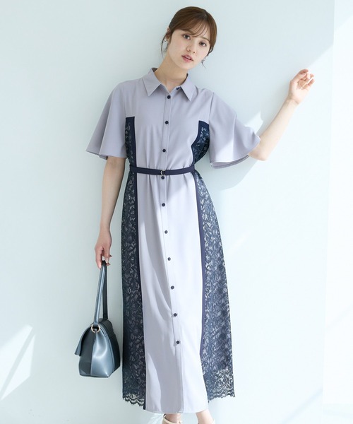 Andemiu（アンデミュウ）の「サイドレースキリカエワンピース半袖499169（ワンピース・レディース・ホワイト/ブルー/ネイビー/ネイビー×ホワイト/ネイビー系9・FREE）」の20枚目の写真