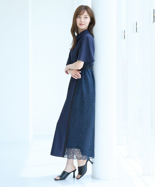 Andemiu（アンデミュウ）の「サイドレースキリカエワンピース半袖499169（ワンピース・レディース・ホワイト/ブルー/ネイビー/ネイビー×ホワイト/ネイビー系9・FREE）」の18枚目の写真